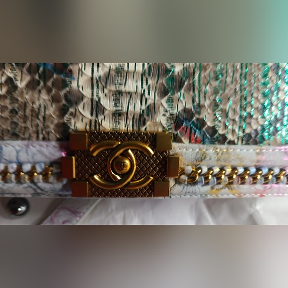 Chanel Multi Color Snakeskin Boy Bag - Picture 13 of 15